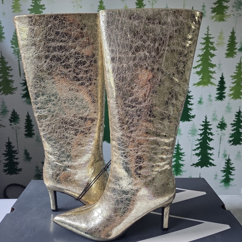 Worthington Shimmering Gold Pleasant Stiletto Heeled Dress Boots